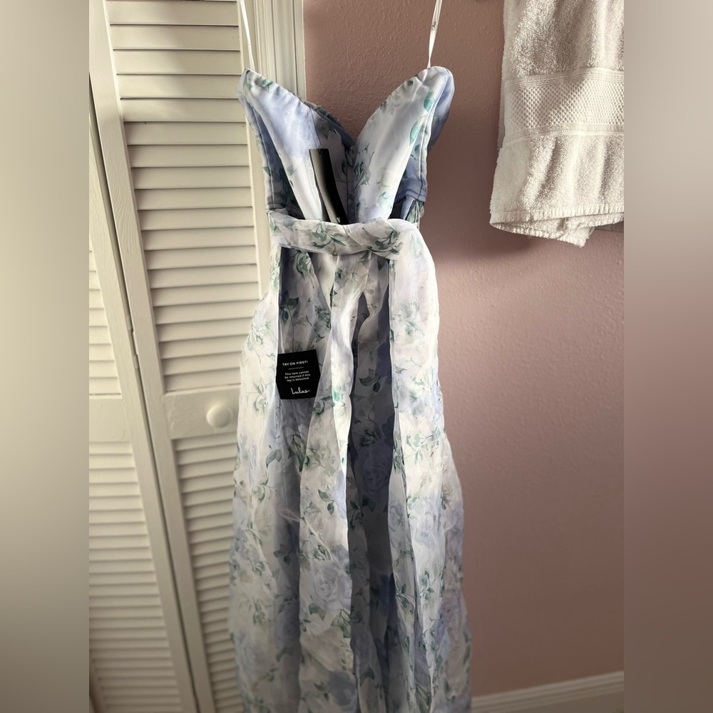 Lulu's Blue Strapless Gown for Weddings - Picture 6 of 8